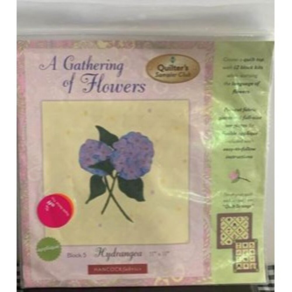 Hancock Fabrics a Gathering of Flowers Kit Block 5 Hydrangea Pre-Cut Quilt Sampl
